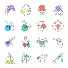 Set of Hand Drawn Fun and Recreation Illustrations 

