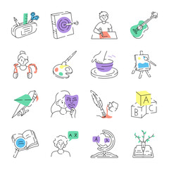 Set of Education and Study Doodle Style Illustrations 

