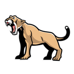 Obraz premium Angry Saber Tooth cougar Roaring Mascot Illustration