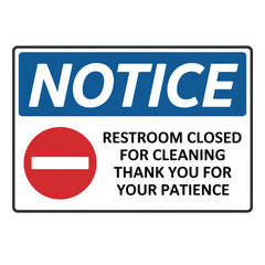 restroom closed sign for cleaning purposes temporarily