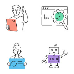 Set of Innovation and Computing Doodle Style Illustrations 

