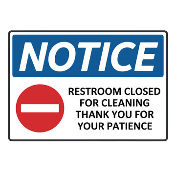 restroom closed sign for cleaning purposes temporarily