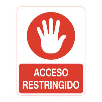 restricted access sign with a hand high quality