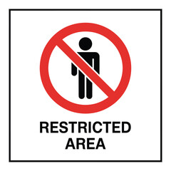 restricted area sign with a person icon and red prohibition symbol