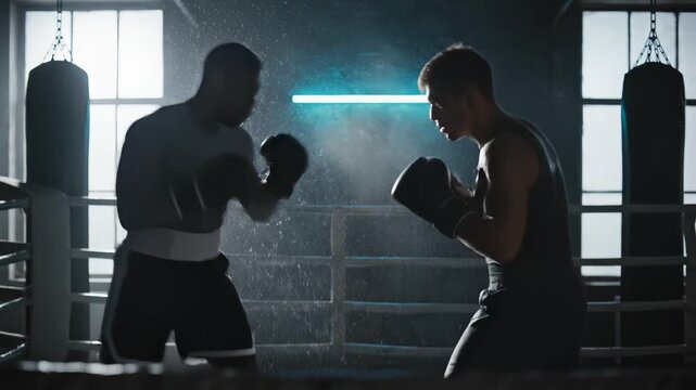 Boxers in action during a boxing match
