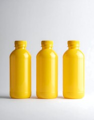 Three Yellow Bottles - A Minimalist Still Life Composition.