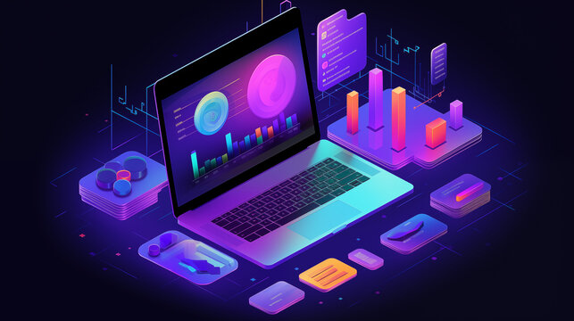 Laptop with colorful data charts and digital analytics dashboard
 - Powered by Adobe