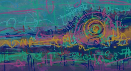 Abstract image for printing. Picture for modern interiors. The picture is painted by hand on a tablet. © neurostructure