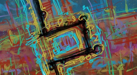 Abstract image for printing. Picture for modern interiors. The picture is painted by hand on a tablet. © neurostructure