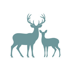 Obraz premium a large deer and a small deer standing together