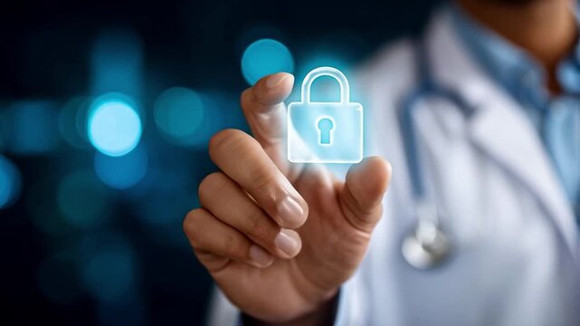 Healthcare Professional Securing Patient Data With Digital Lock Technology Generative AI