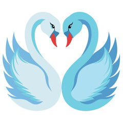Fototapeta premium Beautiful pair of swans suitable for wedding design, greeting cards, Valentine’s Day and romantic concepts. Isolated vector illustration on white background