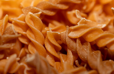 close up of spiral pasta background