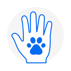 Obraz premium Animal touch and pet care support concept icon with editable stroke.