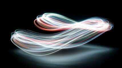 Abstract light trails long exposure on black background