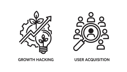 Obraz premium Modern Marketing and Business Growth Concepts Including Growth Hacking and User Acquisition Strategies