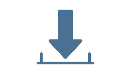 Blue Download Arrow Icon on White.