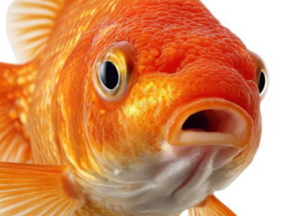 Goldfish Close-Up Against White Background