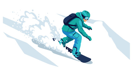 Snowboarder in motion: dynamic winter adventure on pristine slopes
