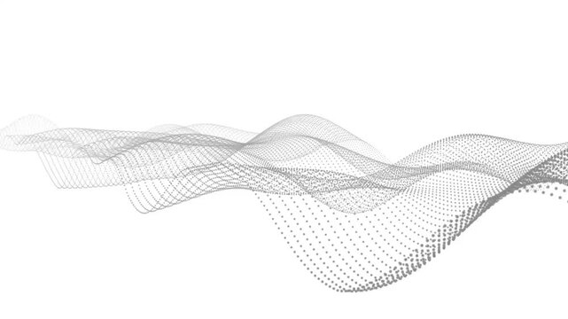 Technological background. Wave drawing of lines. Abstract wave on white background. Gradient from dots .