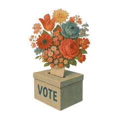 Naklejka premium PNG Floral-themed voting illustration