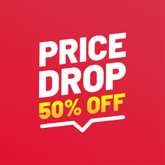Price Drop 50 Percent Off Red Sale Design
