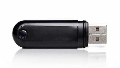 black usb flash drive isolated on white background
