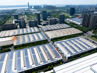 Overlooking warehouses and container trucks