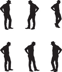 Obraz premium Six black silhouettes of men in various poses