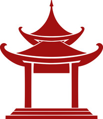 Chinese red temple icon design