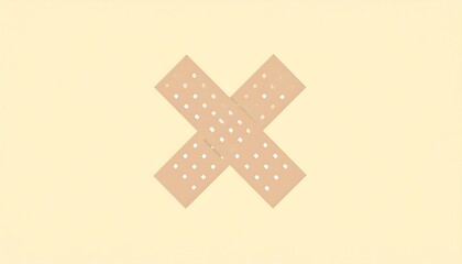 Obraz premium Two adhesive bandages crisscrossing each other, depicted on a cream-colored backdrop