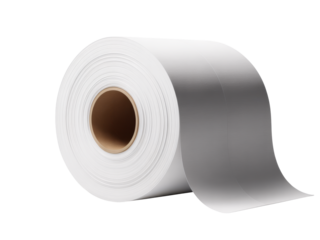 Industrial Roll of White Paper or Film Material for Printing and Packaging, Isolated 3D Illustration