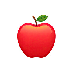 Fototapeta premium A vibrant, glossy, red fruit with a green leaf and dark stem, against a stark black backdrop