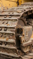 Heavy machinery track close-up at a construction site