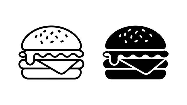 Simple hamburger icon set featuring both outline and solid black versions for digital design