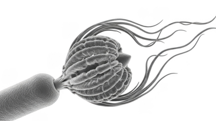Microscopic view of a bacterial flagellum with a complex basal body microorganism
