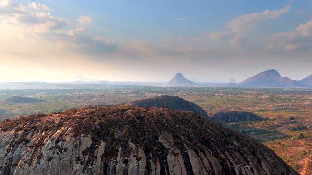 Sunset Drone Shot of Inselbergs Near Nampula in Nampula Province, Mozambique