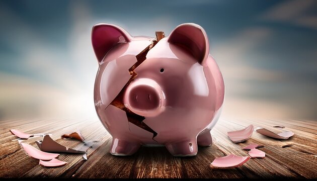 Broken Piggy Bank Savings Finances