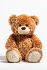 Obraz premium Soft plush teddy bear isolated on a white background for product photography