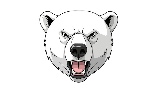 Angry Polar Bear Head Vector Illustration