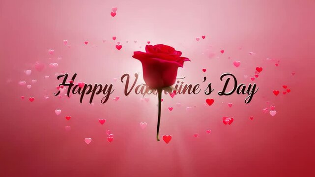 Happy Valentine's Day with floating hearts on pink background Vector Art 