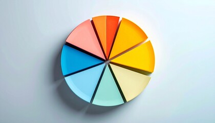 Obraz premium 3D Pie Chart with Ten Colorful Segments for Data Visualization, Category Breakdown, and Infographic Visual Concepts