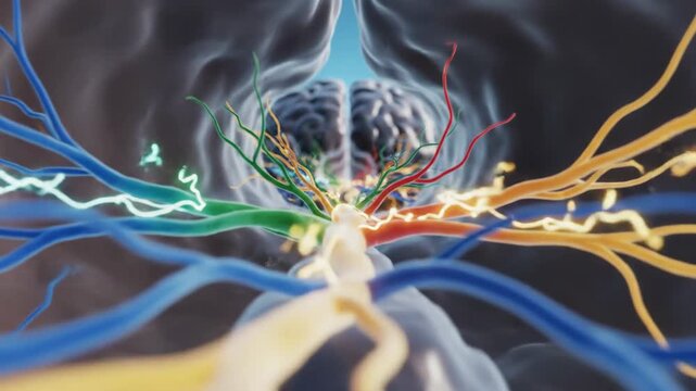 Abstract 3D Visualization of Neural Network and Brain Structures