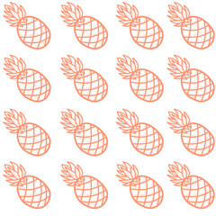 Seamless pattern of pineapple, Hand drawing Doodle pineapple. pineapple doodle pattern background, pineapple Seamless Pattern for coloring kids books