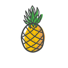 Seamless pattern of pineapple, Hand drawing Doodle pineapple. pineapple doodle pattern background, pineapple Seamless Pattern for coloring kids books
