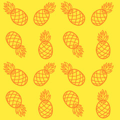 Seamless pattern of pineapple, Hand drawing Doodle pineapple. pineapple doodle pattern background, pineapple Seamless Pattern for coloring kids books