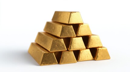 A stack of gleaming gold bars arranged in a pyramid shape, symbolizing wealth and prosperity.
