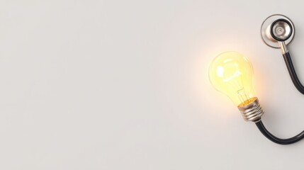 A light bulb connected to a stethoscope symbolizes the intersection of healthcare and innovation.