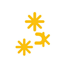 Three golden star-like shapes floating against a black background