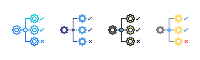 Process icon set multiple style collection